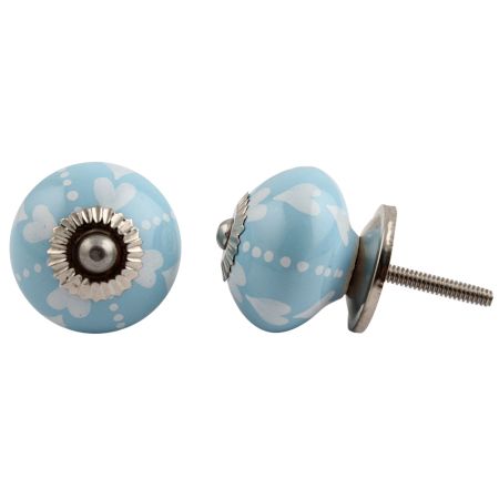 Turquoise White Heart Dot Ceramic Knob